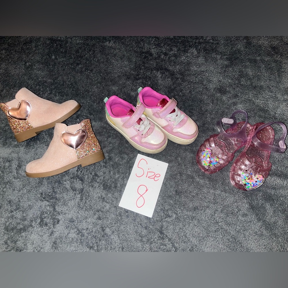 Pink Glitter Girls Shoes Lot size 8c 3 pairs